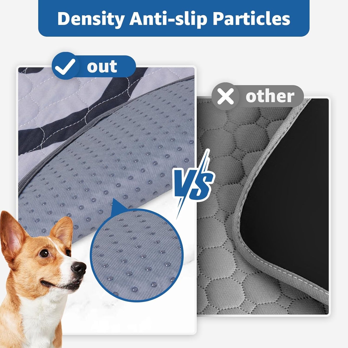 Washable Pee Pads for Dogs: 48x48 2 Pcs Reusable Puppy Pads - Absorbent Whelping Pads, Non-Slip Waterproof Pet Training Pads for Couch, Crate, Potty Training, Floor, Gray