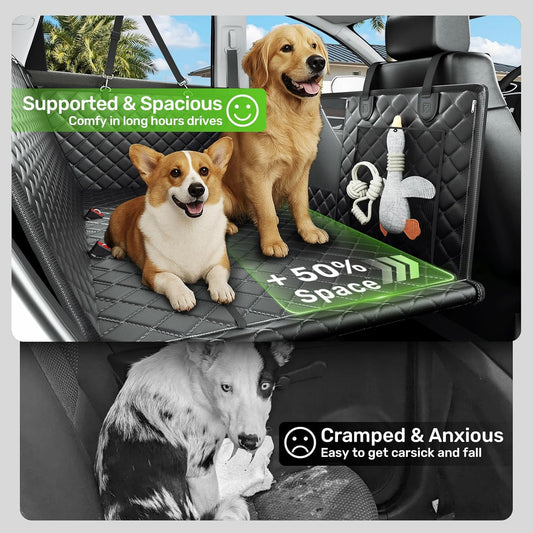 Zanch 2025 Upgraded Dog Car Seat Cover, 400 lbs Heavy Duty Hard Bottom, Waterproof & Anti-Scratch Back Seat Protector, Nonslip Pet Hammock Extender for Large Trucks, SUVs, Vans, XL-Orange