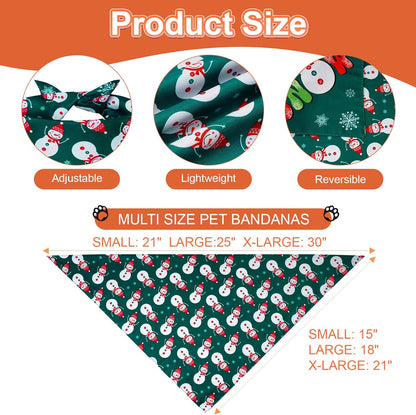 Christmas Dog Bandanas Small 3PCS, 6 Pattern Holiday Scarf for Boy and Girl, Triangle Reversible Bibs Breed for Puppy Pets