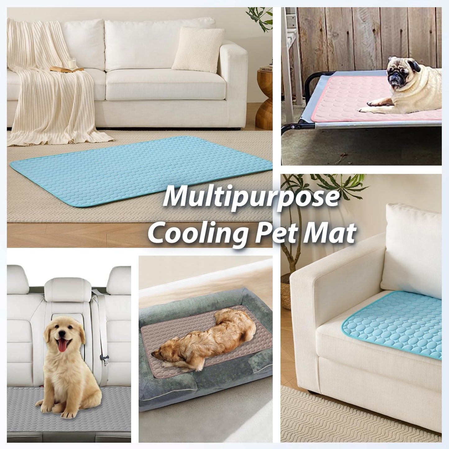 MICROCOSMOS Summer Cooling Mat & Sleeping Pad- Water Absorption Top, Materials Safe, Easy Carry, EZ Clean. Keep Cooling for Pets, Kids and Adults.(Brown, 59" x 40")