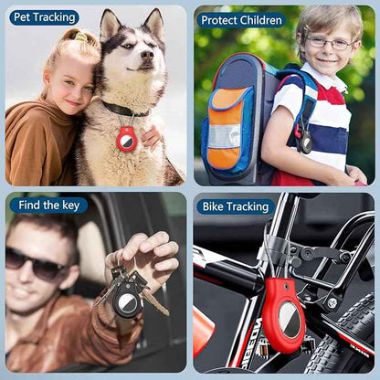 Waterproof Airtag Holder,4 Pack Airtag Case with Secure Lock,Airtags Keychain for Apple Air tags,Anti-Lost Protective Case Air tag Accessories for GPS Tracker Luggage,Bag,Key,Pet-Black/Black/Red/Red