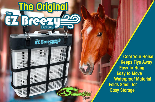 Southwestern Equine EZ Breezy Box Fan Holder, Horse Stall Classic Fan Bag, Stable Supplies, Horse Fan (Black)