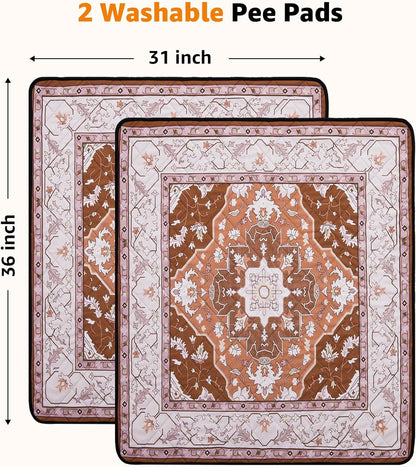 Washable Pee Pads for Dogs: 2 Pack Reusable 31"x36" Waterproof & Leakproof Puppy Pads, Non-Slip Whelping & Potty Training for Floor, Playpen, Crate, Couch