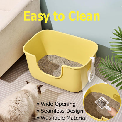 SpaceTime Extra Large Litter Box with High Sides,XL Low Entry Multi Cat Litter Pan for Kittens,Jumbo Litter Boxes for Big Cats,Anti-Splashing Cat Boxes for Indoor Cats,Easy to Clean (AvocadoGreen)