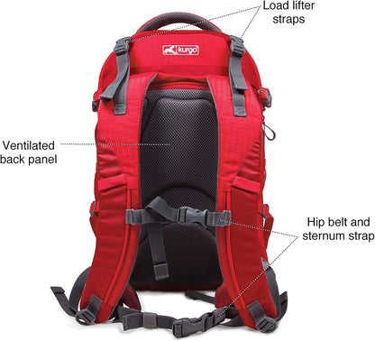 Kurgo G-Train - Dog Carrier Backpack for Small Pets - Cat & Dog Backpack for Hiking, Camping or Travel - Waterproof Bottom - Red