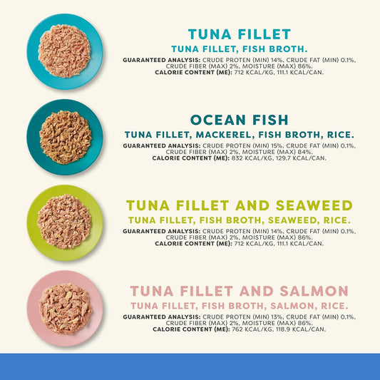 Applaws Natural Wet Cat Food in Broth, Limited Ingredient Canned Wet Cat Food, No Additives, Made with Natural Ingredients, Fish Selection in Broth Cans (20 x 5.5 oz Cans)