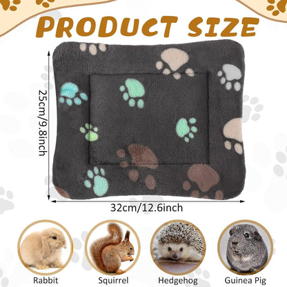 4 Pack Ultra Soft Dog Cat Bed Mat with Cute Prints Reversible Fleece Dog Crate Kennel Pad Cozy Washable Thickened Hamster Guinea Pig Pet Bed Mat for Small Animals(13 x 10 Inches,Black)