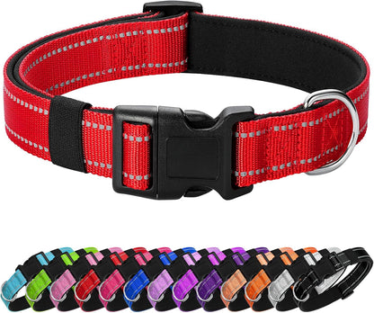 Reflective Dog Collar Padded with Soft Neoprene Breathable Quick Release Basic Dog Collars for Puppy Small Dogs Red Girl Boy