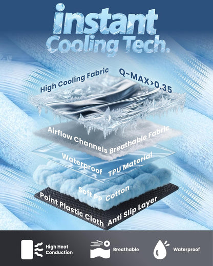 Medium Cooling Dog Bed – 35 x 31 inch Waterproof Couch Cover for Dogs Washable, Non-Slip Bottom Self Cooling Mat for Dogs, Durable & Non-Gel, Dog Couch Bed for Sofa Floor Car, Cooling Grey