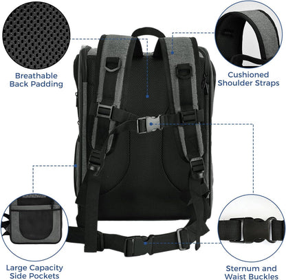 Apollo Walker Pet Carrier Backpack for 4-15lb Cats and Dogs, Puppies, Safety Features and Cushion Back Support | for Travel, Hiking, Outdoor Use (Gray)