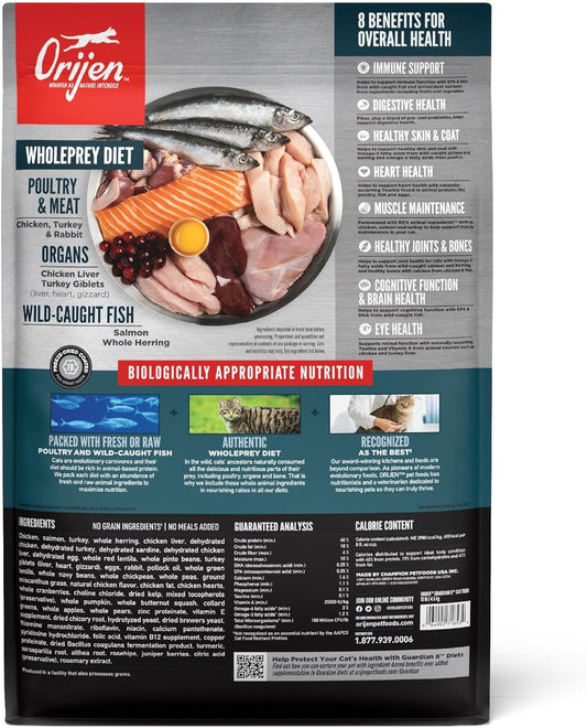 ORIJEN Guardian 8 Grain Free High Protein Premium Dry Cat Food 10lb Bag