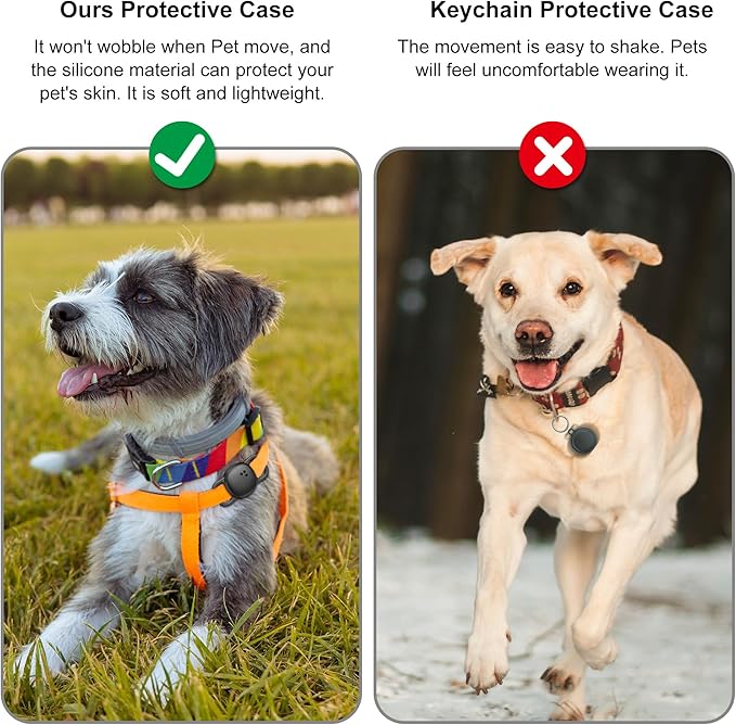 DDJ 2-Pack Cat Collar Case for Life360 Tile Sticker (Small Tracker)–NOT Compatible with Tile Mate/Pro–Silicone Protective Holder for Dog/Pet Collar, Ultra Durable, Easy Installation, Lightweight,Black