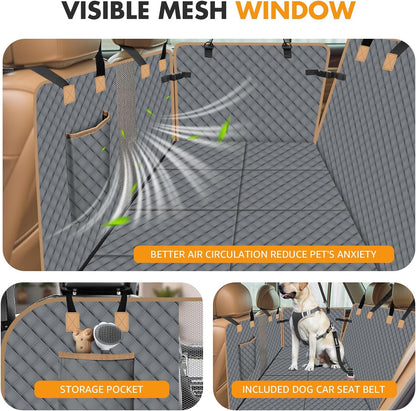 Dog Car Seat Cover for Back Seat, Larger Dog Car Bed Cover with Strong Bottom, Car Back Seat Extender Hammock for Car SUV Truck Grey - Pawvie
