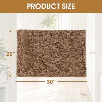 4 Pieces Muddy Door Mats for Dogs, Chenille Absorbent Pet Mats, Quick Dry, Trap Dirt Non Slip Heavy Indoor Doormat Soft Dog Bed Mat Front Inside Door Mat for Indoor Outdoor Entrance,Camel