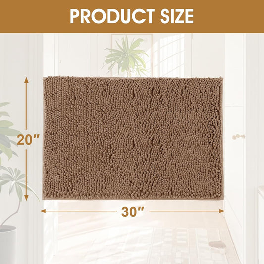 4 Pieces Muddy Door Mats for Dogs, Chenille Absorbent Pet Mats, Quick Dry, Trap Dirt Non Slip Heavy Indoor Doormat Soft Dog Bed Mat Front Inside Door Mat for Indoor Outdoor Entrance,Camel