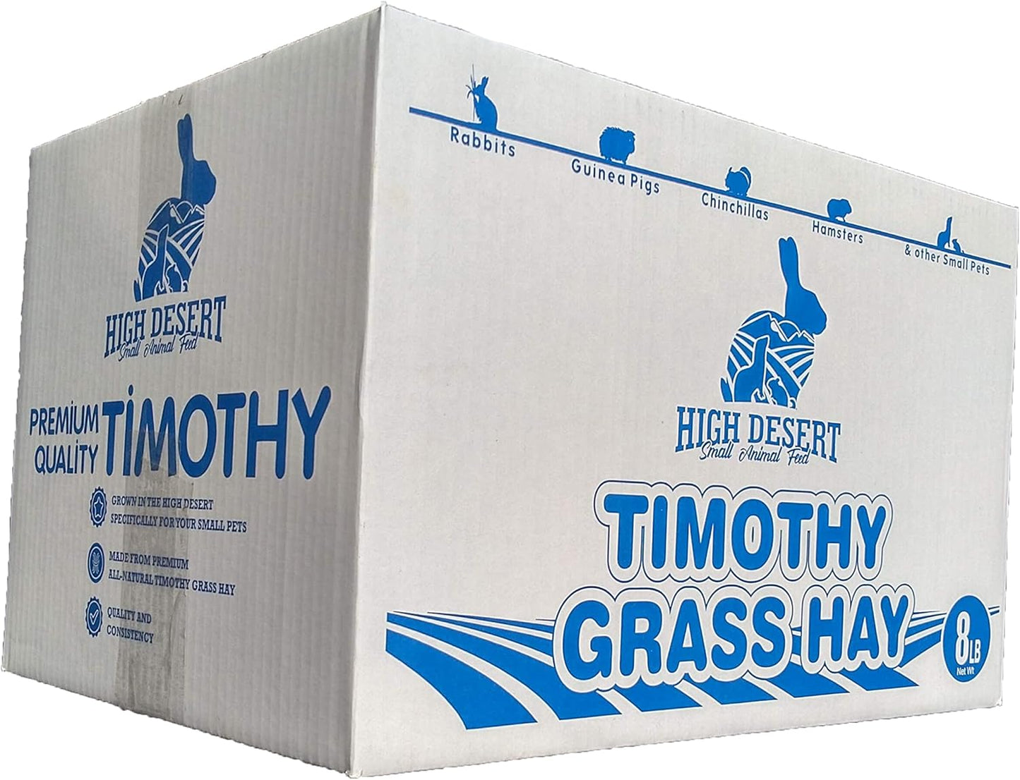 High Desert 2nd Cutting Timothy Grass Hay for Rabbits, Guinea Pigs, Chinchillas & Small Pets – Premium Hand-Packed Natural Hay, High-Fiber, Additive-Free, Grown in USA – 8 lb Box