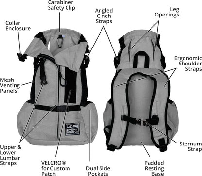K9 Sport Sack Air 2 - X-Small, Light Grey - Ideal for Dogs with 9-12” Back Length - Durable, Breathable Backpack-Style Carrier - Perfect for Walks, Short Hikes & Public Transportation