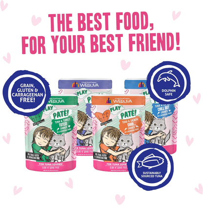 Weruva B.F.F. Play - Best Feline Friend Paté Lovers, Aw Yeah!, Paté Partay! Variety Pack, 3oz Pouch (Pack of 12)