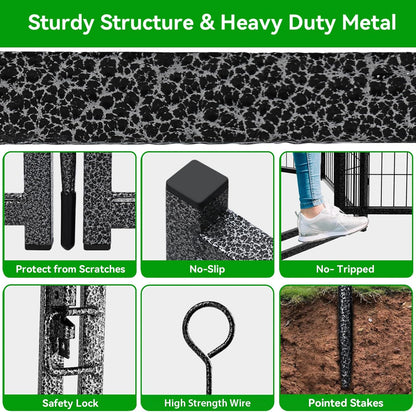 Puppy Playpen 16 Panels Small Dog Fence Outdoor Indoor Use 24" Height Anti-Rust with Doors Portable Dog Play Pen for RV Camping Yard, Total 29FT, 68 Sq.ft, Snowy Black