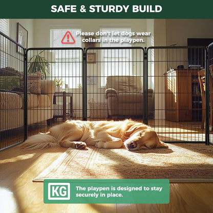 FXW Homeplus Unleashed Indoor Dog Playpen - Stress-Free and Safe Play, Heavy Duty 45 Inch 16 Wire Panels Dog Pen for Large Dogs, Black│Patented