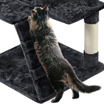 Yaheetech 62in Cat Tree Cat Tower for Indoor Kitten, Pet Furniture w/Double Condo, Scratching Posts, Multiple Platforms and Balls for Kittens, Black