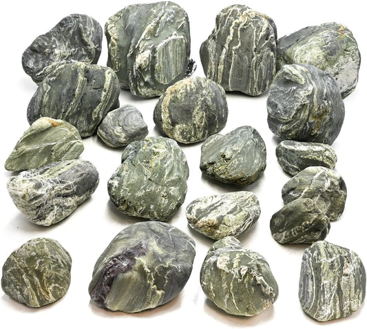 Aquarium Stone Green River Rock 40LB Rocks aquascaping Fish Tank Decor Rocks for Aquariums Fairy Gardens Model Railroads Dioramas Wargaming Mosaic Art(4-10inch / 7PCS)