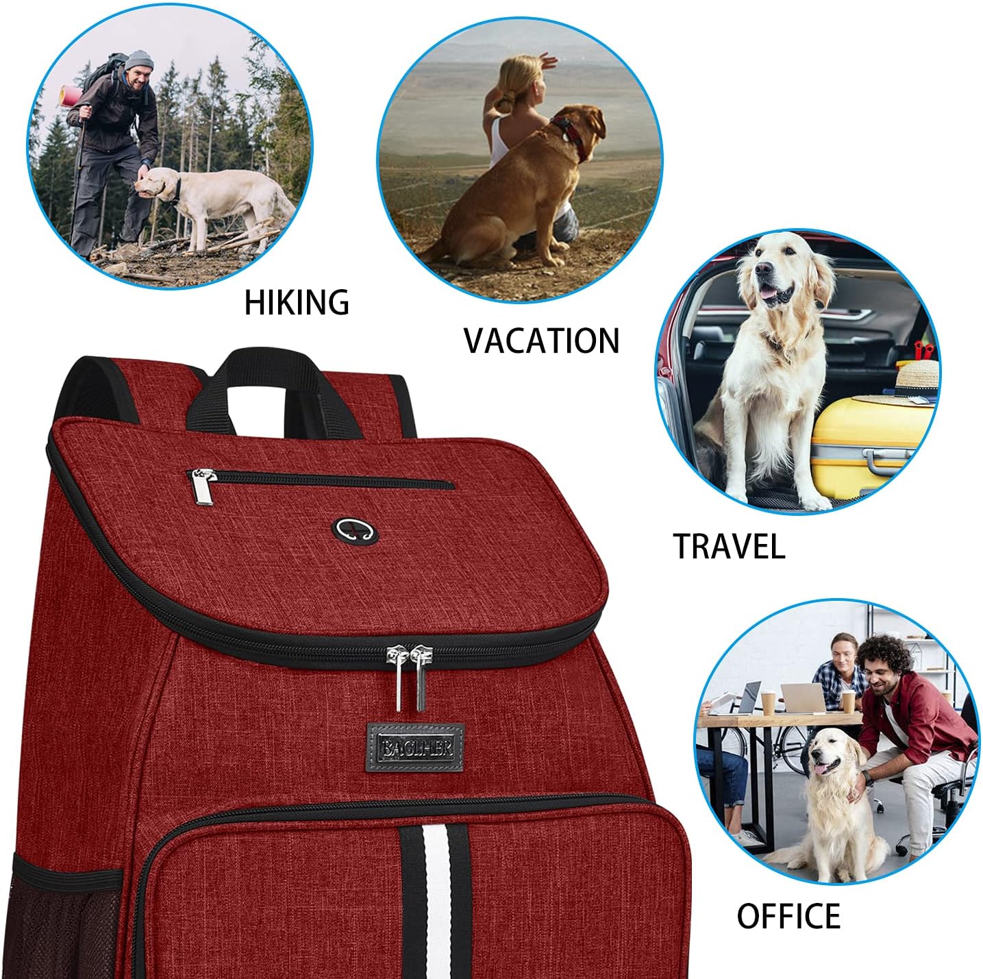 BAGLHER丨Dog Travel Bag, Airline Approved Pet Supplies Backpack, Dog Travel Backpack with 2 Silicone Collapsible Bowls and 2 Food Baskets - Pawvie