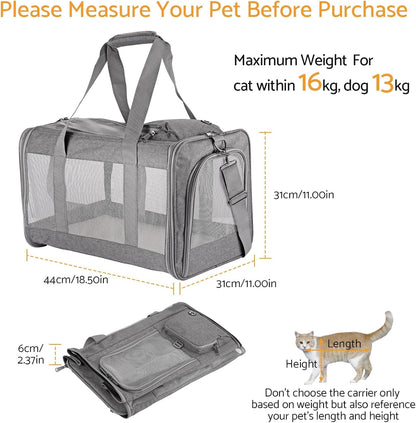 Airline-Approved Pet Carrier Cat Carrier Dog Carrier - Stylish Lightweight, Handheld & Crossbody, Honeycomb Support, Anti-Escape Design for Travel, Walks & Daily Outings