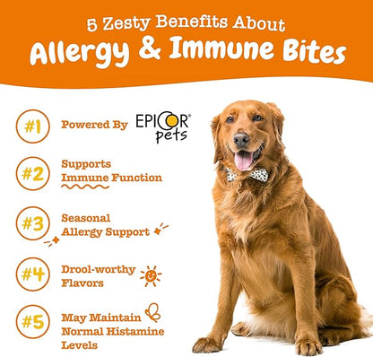 Zesty Paws Dog Allergy Relief Chews, Dog Probiotics for Itchy Skin and Ears, Lamb, 90ct
