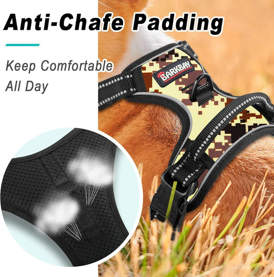 BARKBAY No Pull Dog Harness Large Step in Reflective Dog Harness with Front Clip and Easy Control Handle for Walking Training Running(Desert camo,L)
