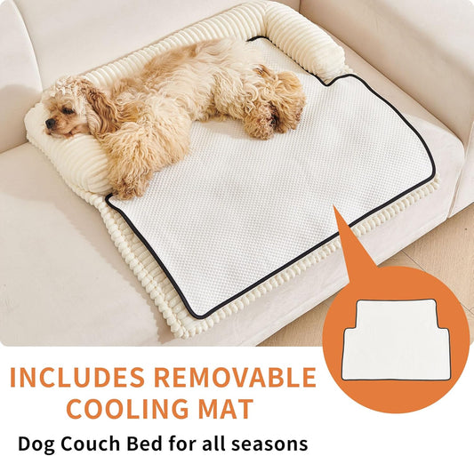 HAOMAIJIA Dog Couch Bed for Large Dogs, Non Slip Pet Couch Covers for Sofa Thick Soft Washable Dog Couch Cover Protector All Seasons Universal Dogs and Cats Bed Mat (Off White, X-Large)