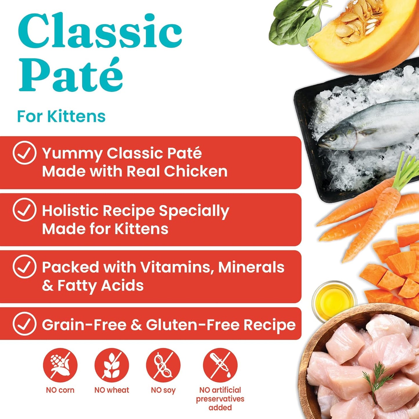 Solid Gold Wet Cat Food Pate for Kittens - Healthy Canned Cat Food Pate w/Real Chicken, Superfoods, Omega Fatty Acids, & Vitamins - Grain Free & Gluten Free Can Meals for Kittens - 24ct/3oz Can