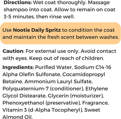 Nootie - Pet Shampoo for Sensitive Skin - Revitalizes Dry Skin & Coat - Natural Ingredients - Gentle Dog Shampoo - Cleans & Conditions,16 oz