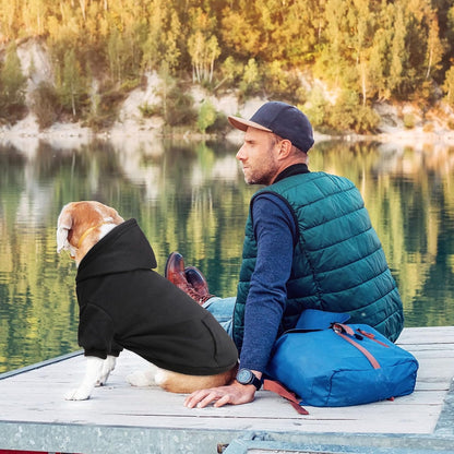 Dog Sweaters for Medium Dogs Dog Hoodie Pet Sweater Soft Solid Brushed Fleece Pet Clothes Hoodie Sweatshirt with Pocket(Black-M)