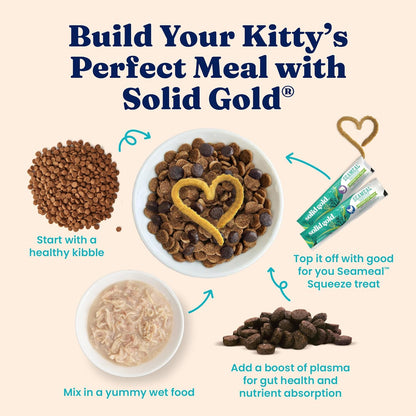 Solid Gold Wet Cat Food Shreds in Gravy - Healthy Canned Cat Food Made w/Real Chicken & Tuna Shreds, Vitamins & Minerals - Grain Free & Gluten Free Canned Meals for Cats & Kittens - 24ct/3oz Can