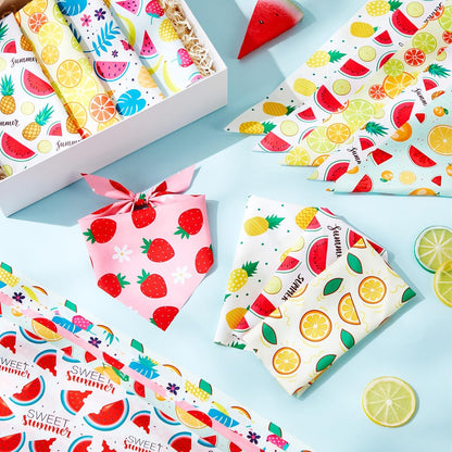 Weewooday 50 Pcs Fruit Dog Bandanas Bulk for Dogs Soft Bibs Adjustable Triangle pet Bandana for Small Medium Large Costume(Fruits Pattern, 19.7 x 13.8 x 13.8 Inch)