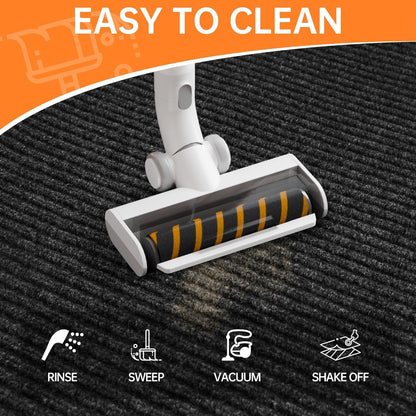 Indoor Outdoor Door Mat, 6' x 2' Doormat for Entryway, Rubber Backing Non Slip Front Door Mat Outside Entrance, Super Absorbent Commercial Floor Mat for Home Office, Black