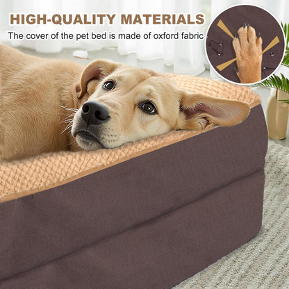 JOYELF Orthopedic Dog Bed for Large Dogs, Waterproof & Washable Cover, Nonskid, Coffee