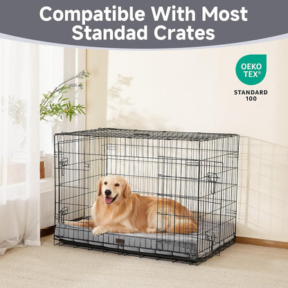 OhGeni Orthopedic Waterproof & Machine Washable Dog Bed for Medium Large Pets, Suitable for Crates, Cat Mat with 25D Egg Crate Foam, Non-Slip Bottom & Removable Cover, 35 Inches(Gray)