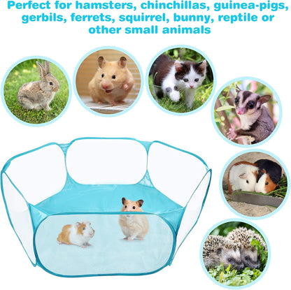 Prime Pets Small Animal Cage Tent, Hamster Pet Playpen, Guinea Pig Cage Yard, Waterproof Foldable Outdoor/Indoor Pop Open Exercise Fence, Yard Fence for Baby Chicken Hedgehogs