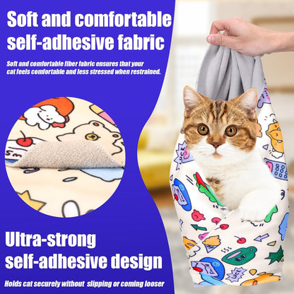 XANGNIER 2 Pcs Cat Wrap for Grooming,Cat Restraint Wrap for Cutting Nails,Fabric Burrito Wrap for Nail Clipping, Anti-Scratch, Anti-Escape,Multifunctional Swaddle Wrap Pet Tool (20.8 x 20.8 Inch)