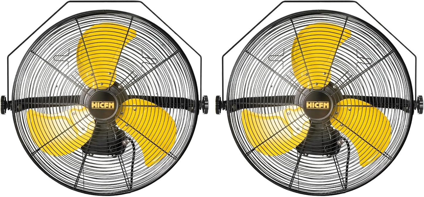 HiCFM 5100 CFM 20 inch Outdoor High Velocity Wall Mounted Fan with IP44 Enclosure Motor, Sealed Control Box, 9 FT Cord & GFCI Plug, Weatherproof for Patio, Workstation - UL Listed, 2 Pack