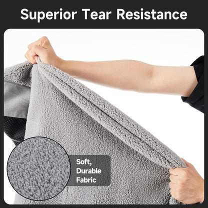 OhGeni Orthopedic Waterproof & Machine Washable Dog Bed for Large Pets, Suitable for Crates, 25D Egg Crate Foam, Non-Slip Bottom & Removable Cover, Sherpa Fabric, 41 Inches(Gray)