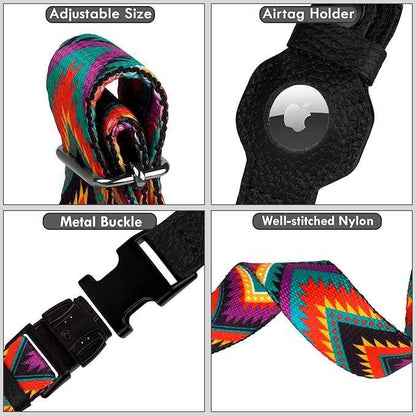 AirTag Dog Collar with Metal Buckle - Printed Nylon Soft Leather Dog Collar with Apple AirTag Holder - Secure Tracking GPS Pet Collars for Girl Boy Small Large Dogs (L, 17"-21" Neck Fit, Arrows)