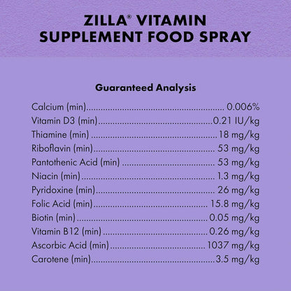 Zilla Vitamin Supplement Food Spray, with Carotene, Spray-on Multivitamin Supplement for Reptiles
