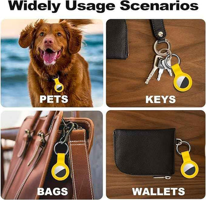 Case for AirTag 2nd Gen (2026) & 1st Gen, Silicone Holder Keychain Key Ring, Protective Cover for Apple for Air Tags, GPS Finder Accessories for Bags, Pets, Kids, Luggage, Yellow