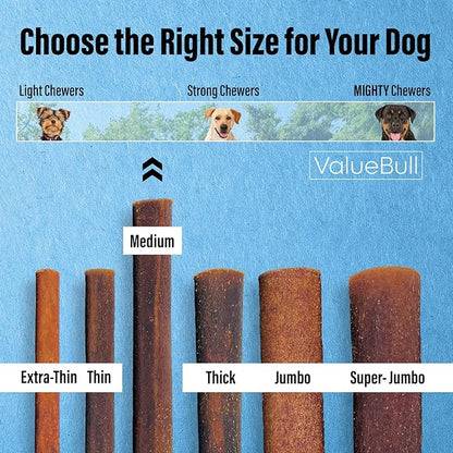 ValueBull Collagen Sticks for Dogs, 12 Inch Medium Chews, Natural Long-Lasting Dog Treats, 50 Count Bulk Pack - Supports Joints, Skin & Coat with Chondroitin & Glucosamine