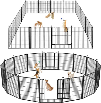 Dog Playpen 32 inch 20 Panels Indoor Outdoor Dog Pen for Medium/Small Dogs Heavy Duty Metal Dog Fence Outdoor for Yard, Puppy Playpen with Door Portable Pet Fence for RV Camping Yard