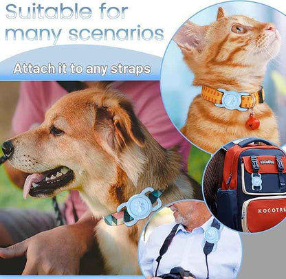 Dog Airtag Holder, Waterproof Airtag Holder for Dog Collar, Fit Most of Collar Widths, Silicone Full Body Covered Anti-Lost Protective Air Tag Case, Ease of Installation, 1 Pack Light Blue