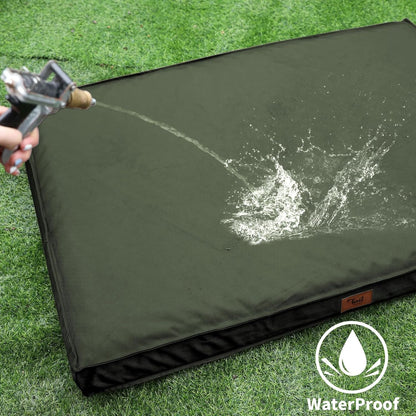 Outdoor All Weather Dog Bed, XXL Waterproof Dog Bed for Large Dogs, Orthopedic Egg Foam Pet Bed Mat with Removable and Washable Oxford Cooling Cover, Dark Green